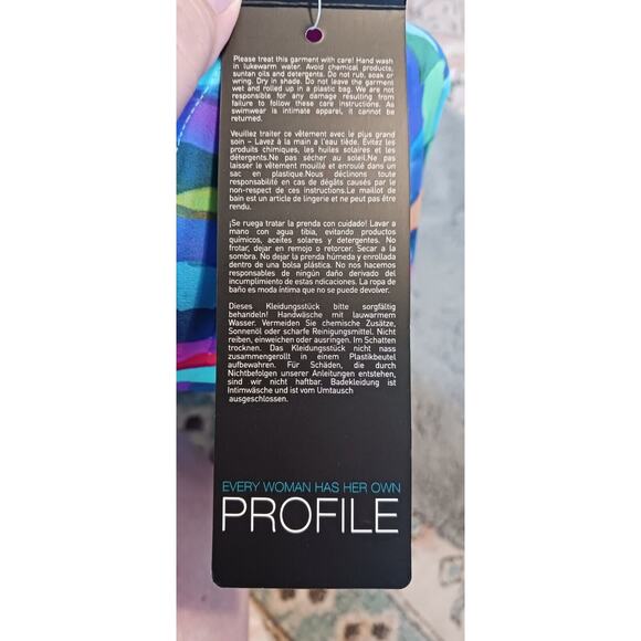 Profile by Gottex Tankini Swim Top MultiColor Geometric Padded Underwire 36D NWT - Picture 5 of 8